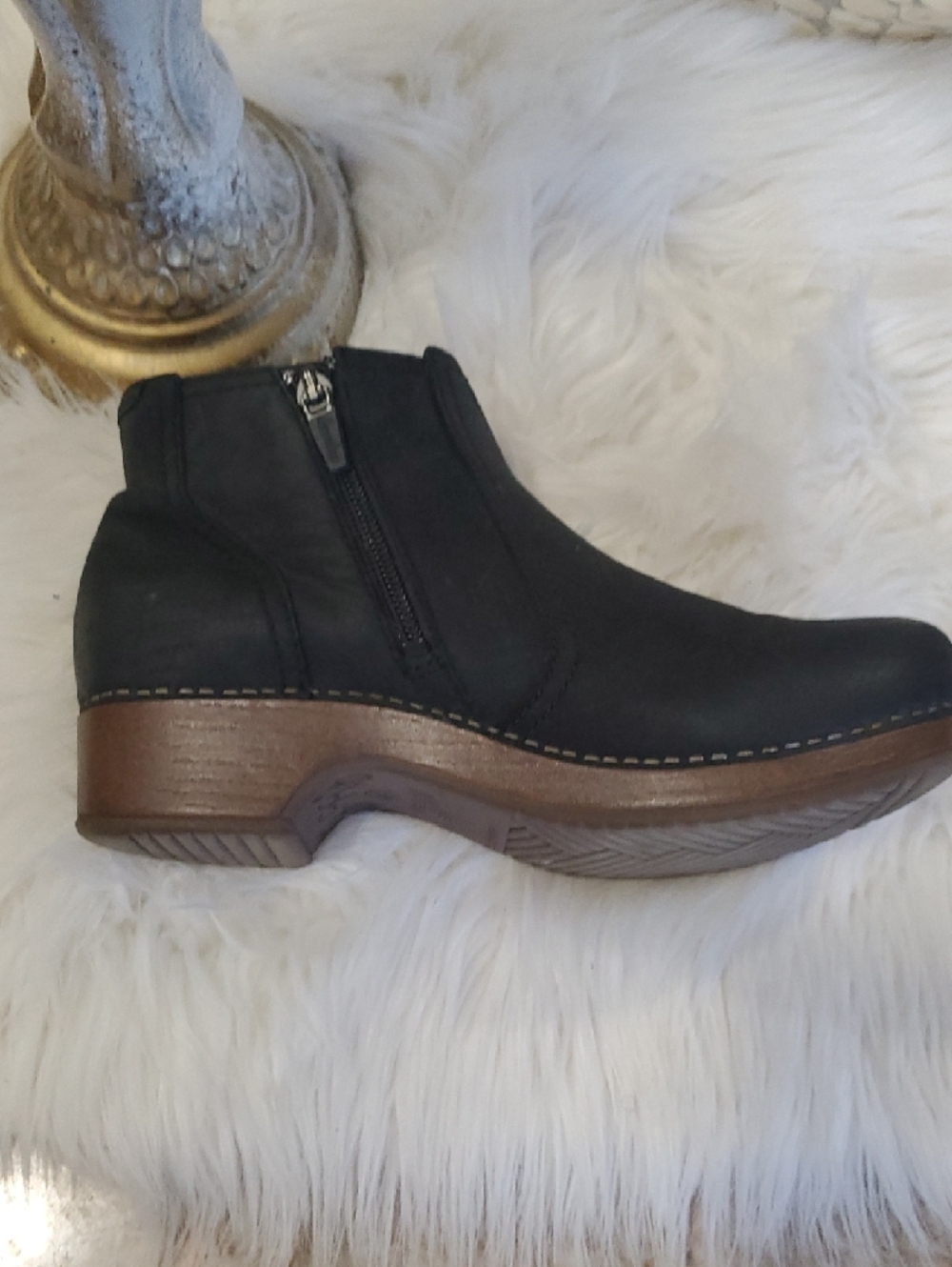 Dansko Black Leather Ankle Booties with Side Zip Closure - Picture 8 of 16